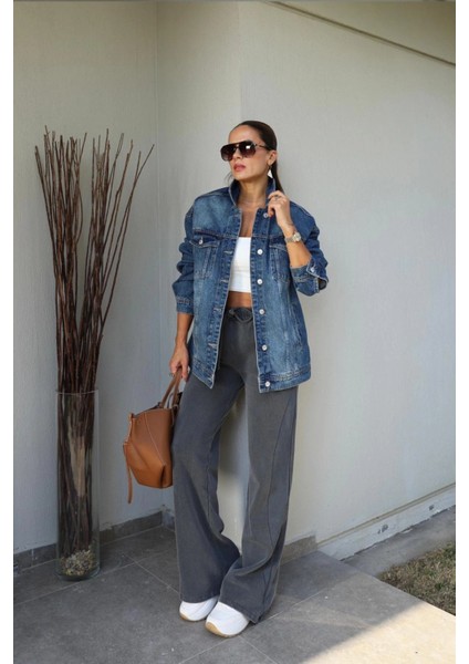 Gri Yıkamalı Eşofman