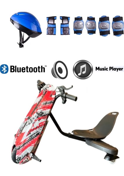 Drift Car Elektrikli Kaykay Hoverboard Kask Dizlik Hediyeli Bluetoothlu