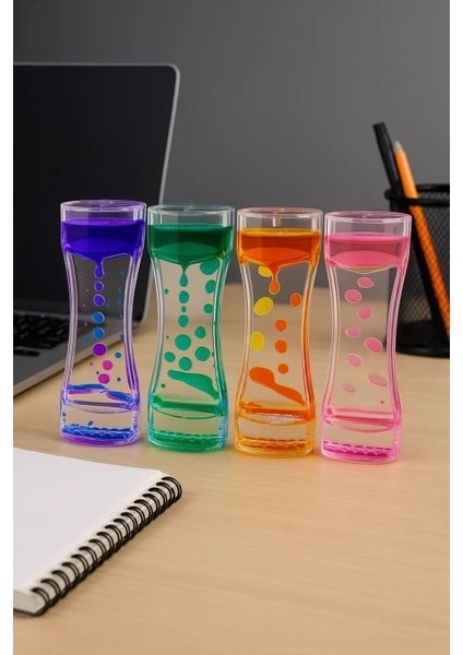 1 Adet Eğlenceli Rahatlatıcı Damla Akışlı Renkli Sıvı Kum Saati ofis Ev Için Dekoratif Masa Oyuncağı