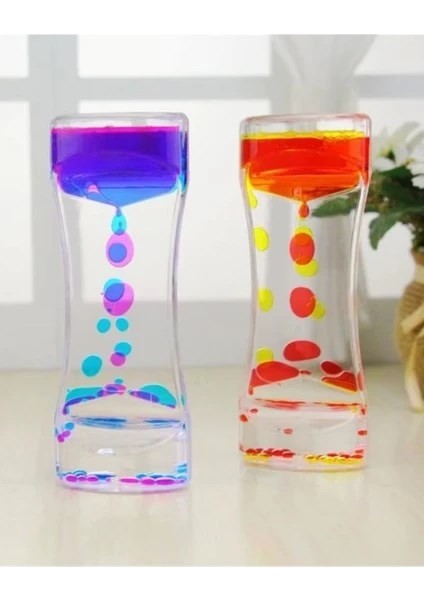 1 Adet Eğlenceli Rahatlatıcı Damla Akışlı Renkli Sıvı Kum Saati ofis Ev Için Dekoratif Masa Oyuncağı