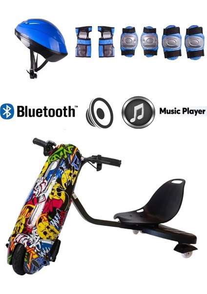 Drift Car Elektrikli Kaykay Hoverboard Kask Dizlik Hediyeli Bluetoothlu