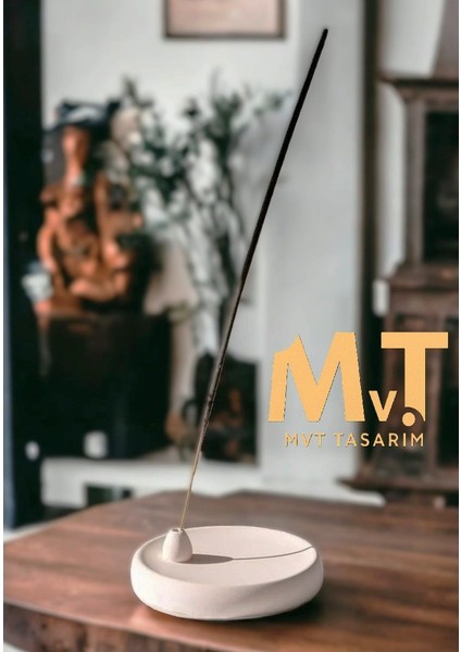 Yuvarlak Çukur Dekoratif Çubuk Tütsülük, Mvt Tasarım Taş Çubuk Tütsülük 8x8 cm