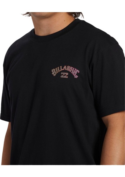 Siyah Erkek Bisiklet Yaka Regular Fit Desenli T-Shirt ABYZT02256_ARCH Fıll Tees modelleri