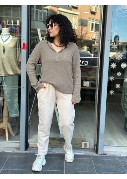 Kadın Pantolon Keten Italyan Tasarım %100 Pamuk