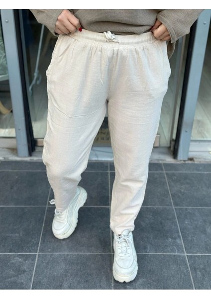 Kadın Pantolon Keten Italyan Tasarım %100 Pamuk fırsatları