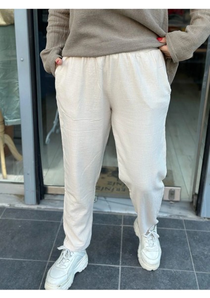 Kadın Pantolon Keten Italyan Tasarım %100 Pamuk indirimleri