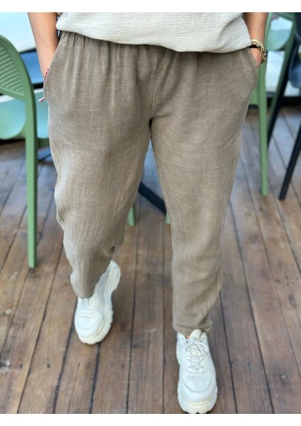 Kadın Pantolon Keten Italyan Tasarım %100 Pamuk fırsatları