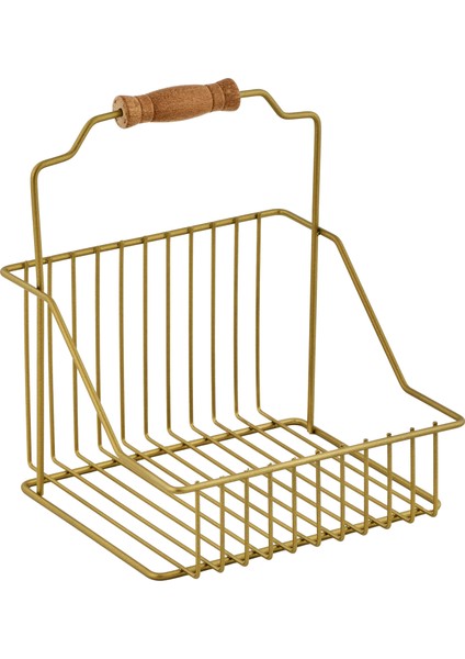 Gold Ahşap Kulplu Retro Sepet, Şık Çok Amaçlı Düzenleyici Organizer modelleri