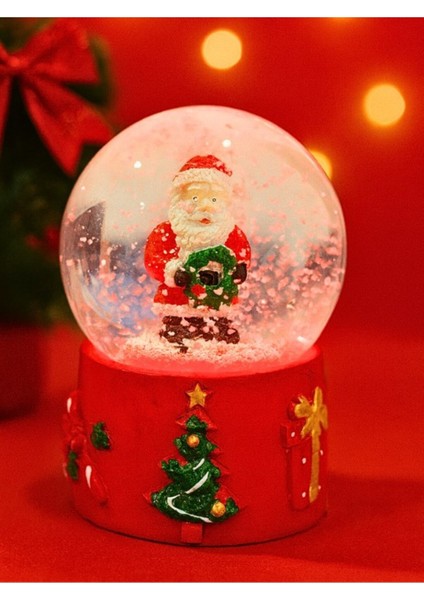 Yeni Yılın En Güzel Hediyesi 2026 Yılbaşı Temalı Noel Baba Figürlü LED Işıklı 9 cm Kar Küresi