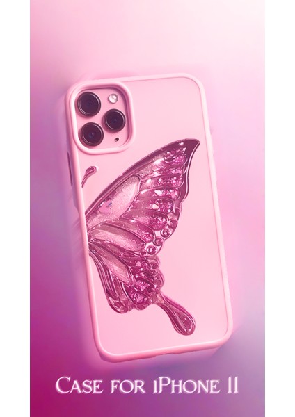 Işıltılı Pembe Kelebek Figürlü iPhone 11 Kılıfı modelleri