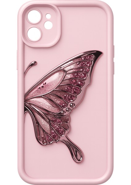 Işıltılı Pembe Kelebek Figürlü iPhone 11 Kılıfı fırsatları