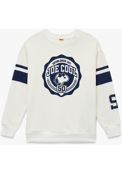 Erkek Çocuk Lisanslı Snoopy Baskılı Uzun Kollu Bisiklet Yaka Şardonlu Sweatshirt (Aw 25)