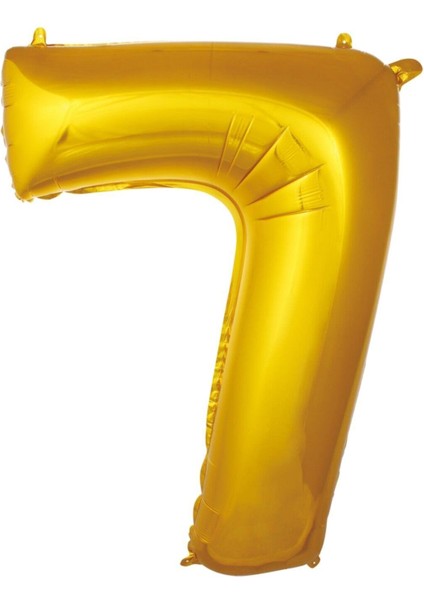 Folyo Balon 7 Rakamı Helyum Balon 36 cm Altın Renk - 7 Yaş Balonu - 7 Yaş Balon - 7 Rakam Balon