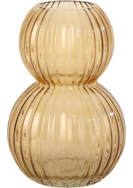 Şeffaf Sarı Su Kabağı Dekoratif Cam Vazo 14,5X14,5X22,5 cm