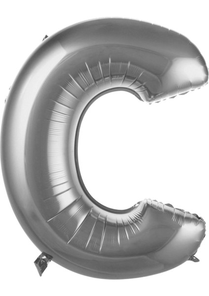 76 cm Gümüş Renk Balon C Harfi 34 Inc Parti Malzemesi