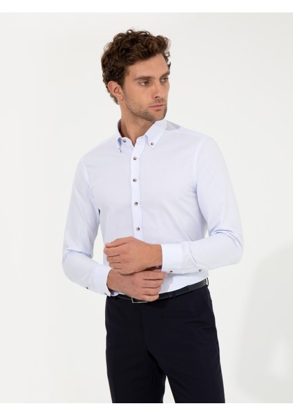 Erkek Açık Mavi Slim Fit Uzun Kollu Gömlek 50250841-VR003