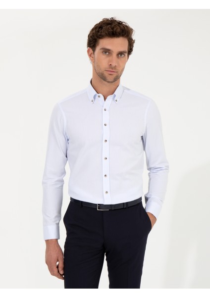 Erkek Açık Mavi Slim Fit Uzun Kollu Gömlek 50250841-VR003 fırsatları