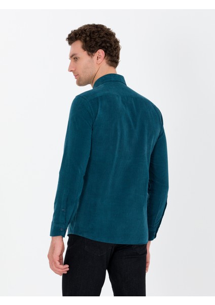 Erkek Petrol Slim Fit Uzun Kollu Gömlek 50262889-VR102 indirimleri