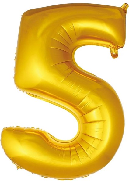 Folyo Balon 5 Rakamı Helyum Balon 36 cm Altın Renk - 5 Yaş Balonu - 5 Yaş Balon - 5 Rakam Balon