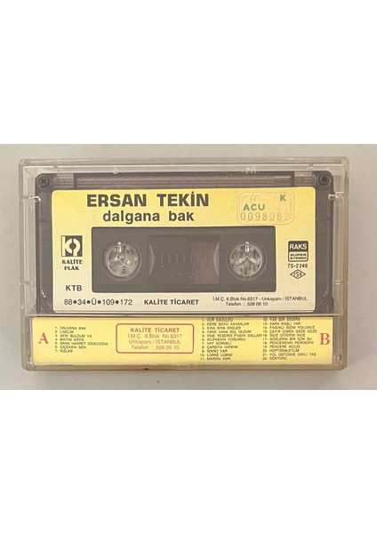 Ersan Tekin Dalgana Bak Kaset (Orijinal Dönem Baskı Kaset) fiyatları