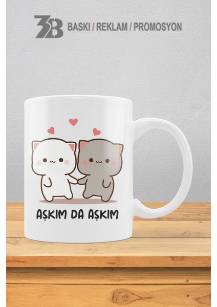 Sevimli Kedicikler Porselen Kupa Bardak - Aşkım Da Aşkım