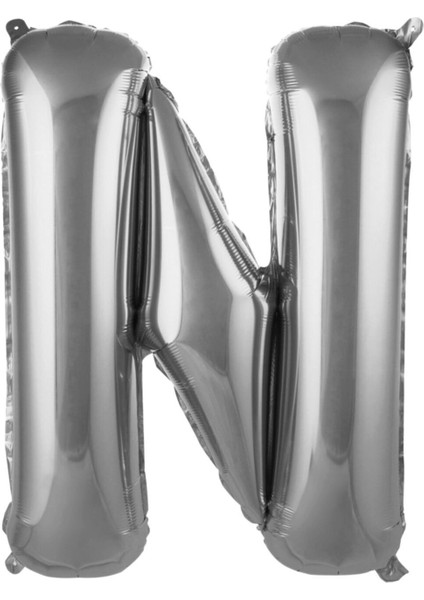 36 cm Gümüş Renk Balon N Harfi 16 Inc Parti Malzemesi