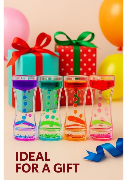 1 Adet Eğlenceli Rahatlatıcı Damla Akışlı Renkli Sıvı Kum Saati ofis Ev Için Dekoratif Masa Oyuncağı