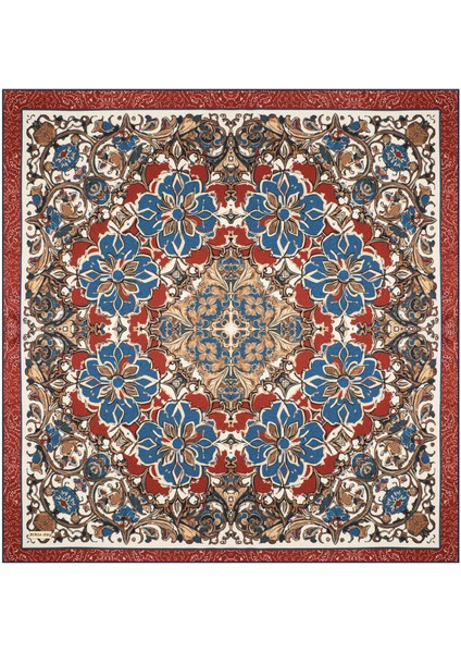 Kiremit Sedef Desen Twill Ipek Eşarp