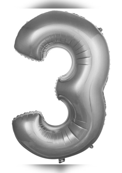36 cm Gümüş Renk Balon 3 Rakam 16 Inc Parti Malzemesi