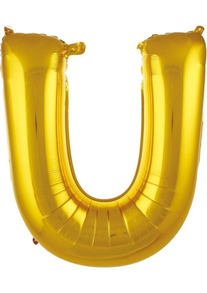 36 cm Altın Renk Balon U Harfi 16 Inc Parti Malzemesi