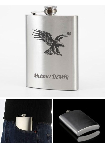 Vip Hediye Isime Kişiye Özel 9 Oz Çelik Cep Matarası Kartal Temalı 266 ml Içecek Matarası fiyatları