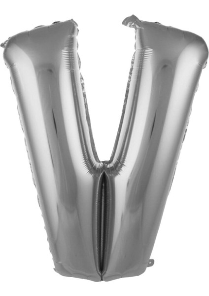 36 cm Gümüş Renk Balon V Harfi 16 Inc Parti Malzemesi