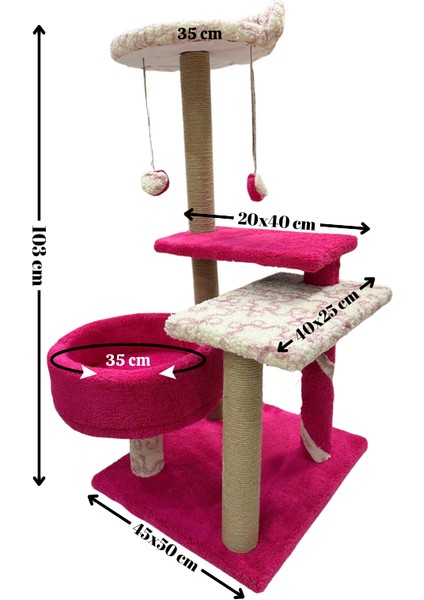 "103 cm Çok Katlı Kedi Tırmalama ve Dinlenme Ağacı | Lüks Tasarım Kedi Yatağı | Dayanıklı Kedi Oyun Alanı | Kediler Için Konforlu Dinlenme ve Oyun Merkezi" fiyatları