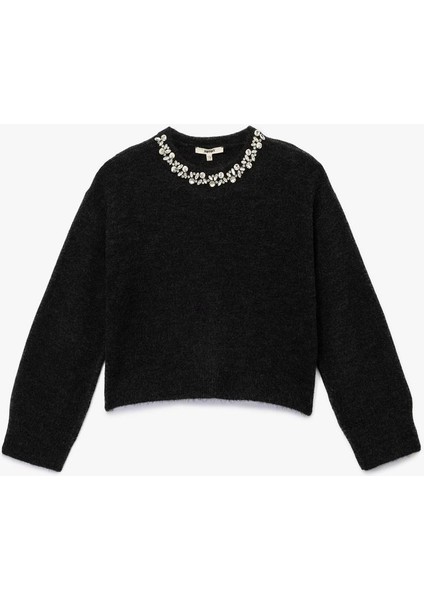 Uzun Kollu Bisiklet Yaka Taşlı Triko Kazak (Aw 25) fırsatları