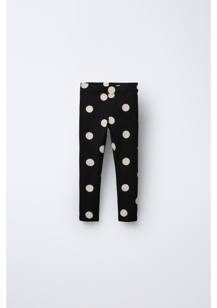 Kız Çocuk Pamuklu Siyah Puantiye Desenli Sweatshirt Tayt Alt-Üst Takım fiyatları