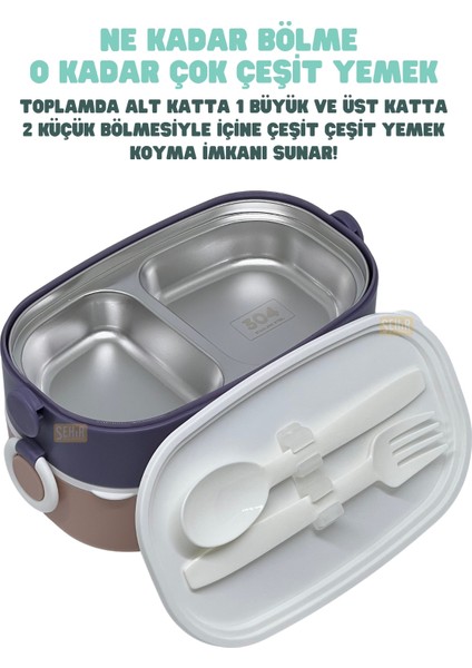 Bento 1300ML Lunchbox Yeni Koleksiyon 2 Katlı 3 Bölmeli Paslanmaz Çelik Sefer Tası Yemek Kutusu fiyatları