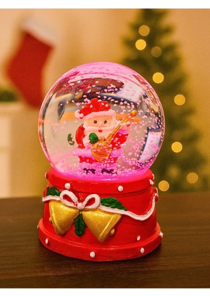 Yeni Yılın En Güzel Hediyesi 2026 Yılbaşı Gitar Çalan Noel Baba Temalı LED Işıklı 9 cm Kar Küresi fiyatları