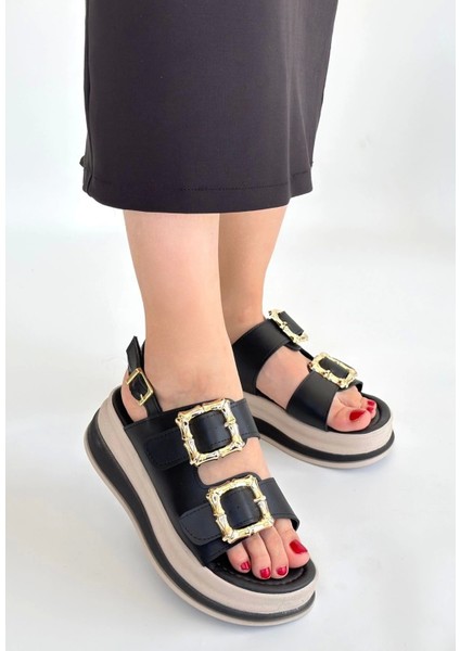 Stan Siyah Cilt Sandalet