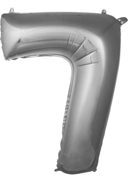 Folyo Balon 7 Rakamı Helyum Balon 36 cm Gümüş Renk - 7 Yaş Balonu - 7 Yaş Balon - 7 Rakam Balon