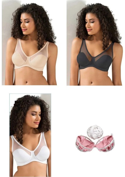 Missayza Fenetta Tül Kaplı B-C-D Cup Sütyen 9200 Avantajlı Paket, Yıkama Topu Hediyeli