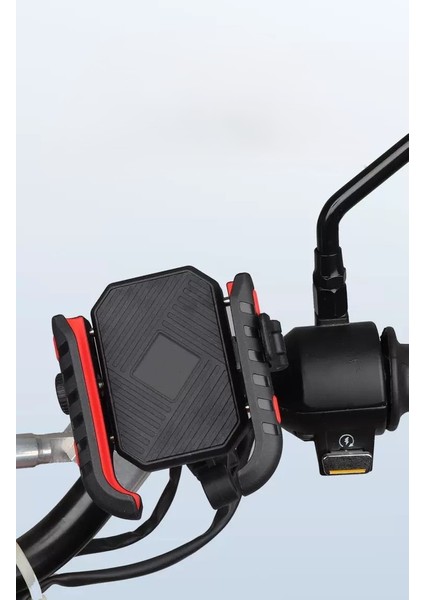 Yeni Profesyonel Titreşim Modüllü Ayna ve Gidon Bağlantılı Motosiklet Bisiklet Atv Telefon Tutucu modelleri