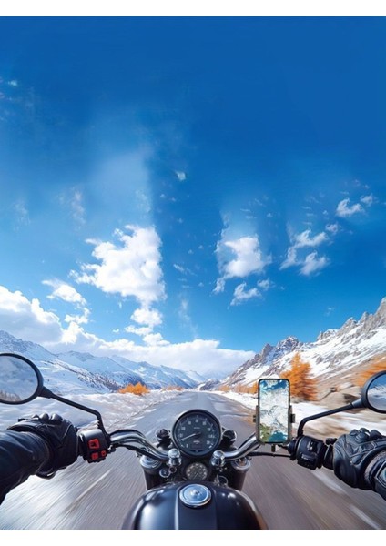 Yeni Profesyonel Titreşim Modüllü Ayna ve Gidon Bağlantılı Motosiklet Bisiklet Atv Telefon Tutucu