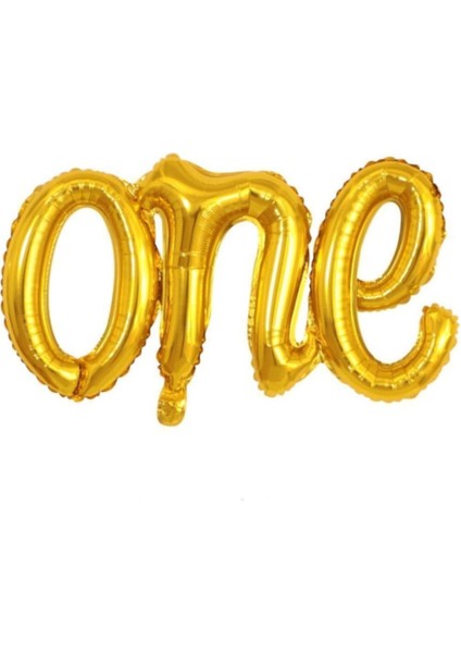 One Yazılı Altın Renk Folyo Balon