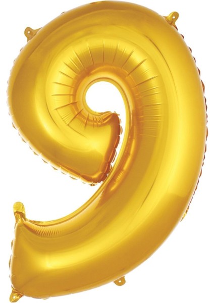 76 cm Altın Renk Balon 9 Rakam 34 Inc Parti Malzemesi