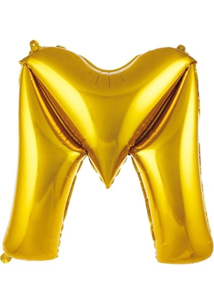 1 Metre Altın Renk Balon M Harfi 40 Inc Parti Malzemesi
