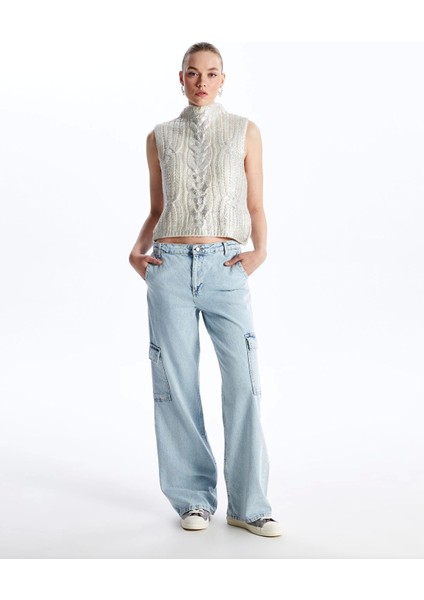 Lcw Jeans Indigo Wideleg Kadın Kargo Jean Pantolon