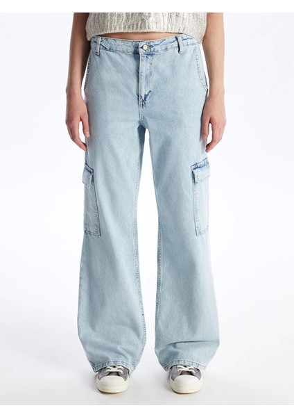 Lcw Jeans Indigo Wideleg Kadın Kargo Jean Pantolon fırsatları