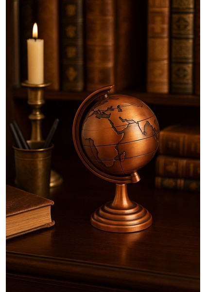 Ofisinize Masaüstü Dekorasyonu Bronz metal Dünya Küresi Masaüstü Süs Ofis ve Ev Dekoru Için 13X9 cm fiyatları