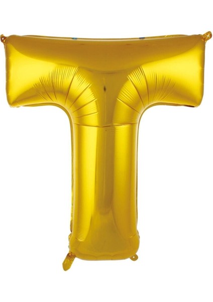 76 cm Altın Renk Balon T Harfi 34 Inc Parti Malzemesi
