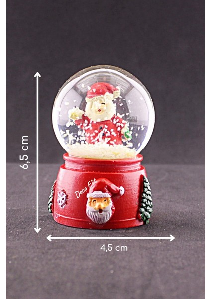 Yeni Yılın En Güzel Hediyesi Yılbaşı 2 Adet LED Işıklı 6,5 Cm noel Baba Kardan Adam Kar Küresi Seti